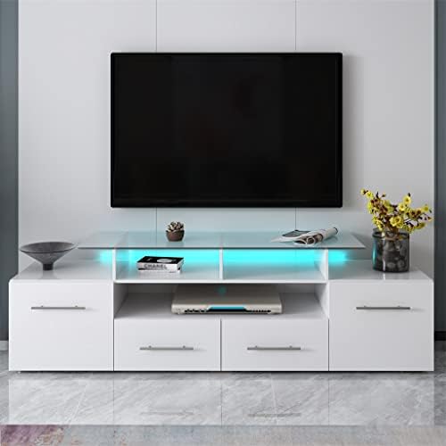 עמדת טלוויזיה עבה עם אורות LED משתנים בצבע ארון טלוויזיה מרכז בידור אוניברסלי לטלוויזיה 70 טלוויזיה