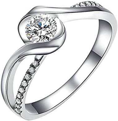 טבעות אצבעות פשוטות יוקרה חמודה טבעת יהלום נוצצת וינטג 'תכשיטים
