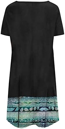שמלות קיץ לנשים 2023, שמלות שחורות לנשים באורך הברך שמלות נשים הדפס מזדמן O צווארון שרוול קצר.