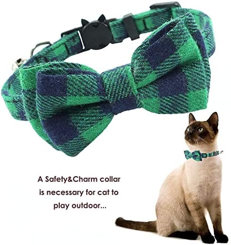 חתול צווארון הבדלני עם פעמון ועניבת פרפר, משובץ עיצוב מתכוונן בטיחות קיטי חתלתול קולרים