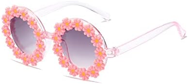 משקפי שמש פרח עגול ילדה, פרח בצורת חמוד משקפיים 400 הגנה חיצוני ילדה ילד מתנות משקפי שמש משקפי שמש