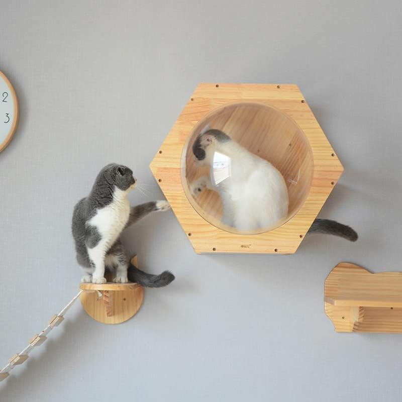 קיר רכוב חתול טיפוס מסגרת חתול עץ חתול צעצוע קפסולת חלל לשחק בית מערת חתלתול צעצוע מיטת עץ לחיות