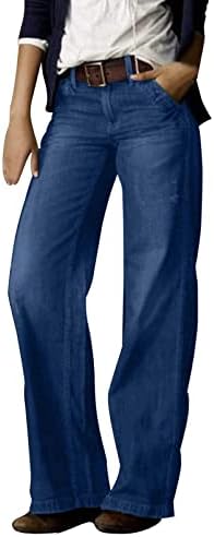 מיאשוי גודל 20 מכנסיים לנשים נשים רטרו אופנה מזדמן ישר רגל רחב רגל ג 'ינס ז' אן מכנסיים לנשים קרע
