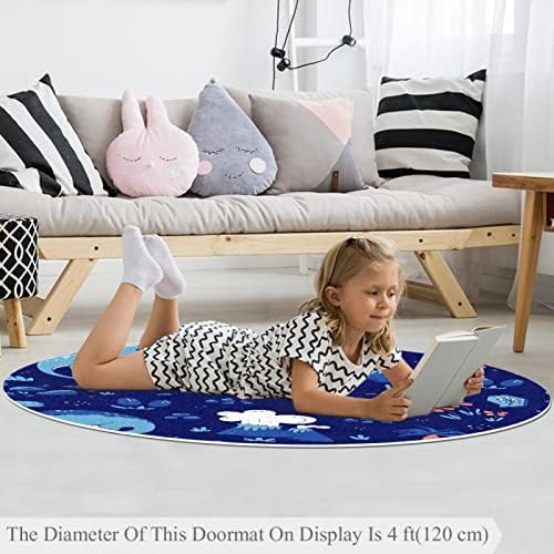 Llnsuply בגודל גדול 4 מטר ילדים עגול שטיח שטיח שטיח דינוזאור משתלת כרית שטיחים לא להחליק ילדים שטיח פליימת