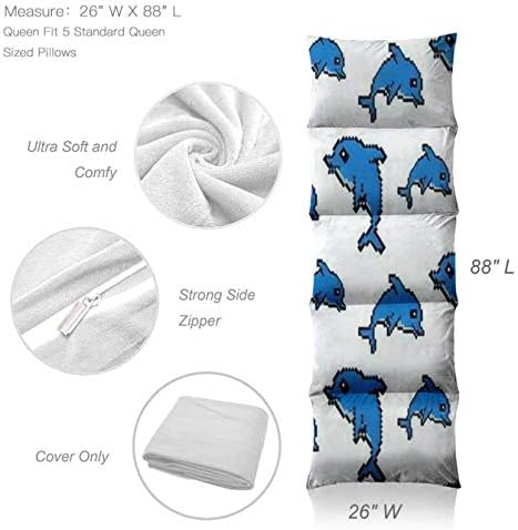 מיטת כרית רצפה לילדים 8 סיביות 8 סיביות דולפין כחול איור מיטת רצפה ביתית לבנה, מחצלת שינה ניידת למשחקי קריאת