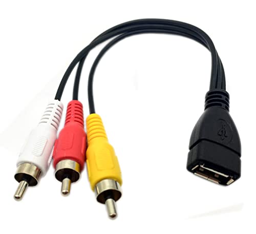 Halokny USB עד 3 כבל RCA, 8 אינץ 'USB 2.0 נקבה עד 3RCA כבל לכידת וידאו לכידת וידאו זכר של נקבה עד 3RCA