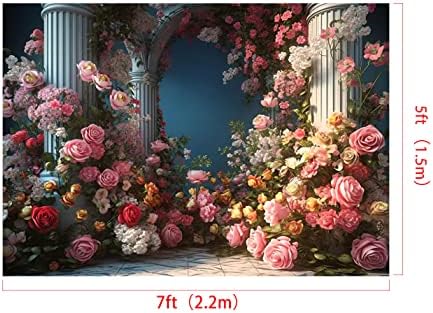 קייט 7x5ft/2.2x1.5m פרחים טור רומאי קשת צילום רקע רקע רויאל קישוט קבלת פנים לחתונה מבד מסיבת יום