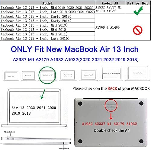 מארז רובן עבור MacBook Air 13 אינץ 'מארז 2022, 2021-2018 שחרור A2337 M1 A2179 A1932 - הצמד מגן על כיסוי