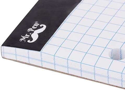מר עט-נייר גרף, כרית נייר רשת, 4 על 4, 8.5 על 11, 55 גיליונות, אגרוף 3 חורים, נייר רשת, כרית נייר גרף, נייר