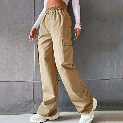 מכנסי מטען בגודל זלובה פלוס, מכנסי מטען רחבים נשים עם כיסים מכנסי רגל רחבים רופפים מכנסיים ארוכים מכנסיים