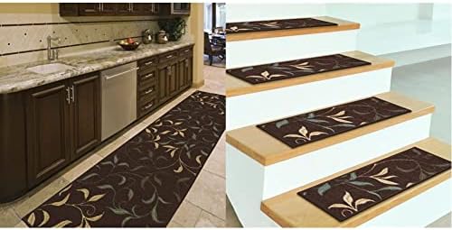Ottomanson ottohome משאיר שטיחים, 2'7 x 9'10, קולקציית שוקולד חום ואוטוחום לא-החלקה עלים עיצוב