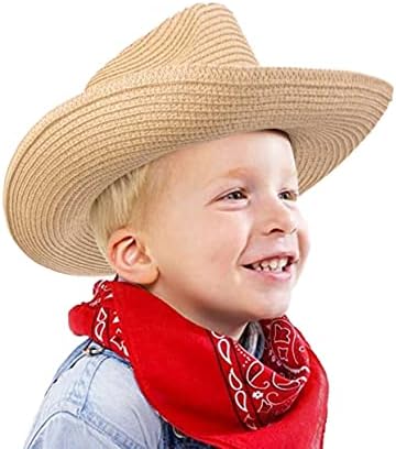 ילדים מערבי קאובוי כובע חוף קיץ קש שמש כובע בוקרת כובע לפעוטות בנות בני 2-4 שנים
