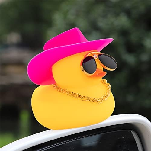לשחות טבעת גומי ברווזים עם מיני יהלומי משקפיים כובע שרשרת עבור מכוניות לוח מחוונים קישוטי אביזרי רכב