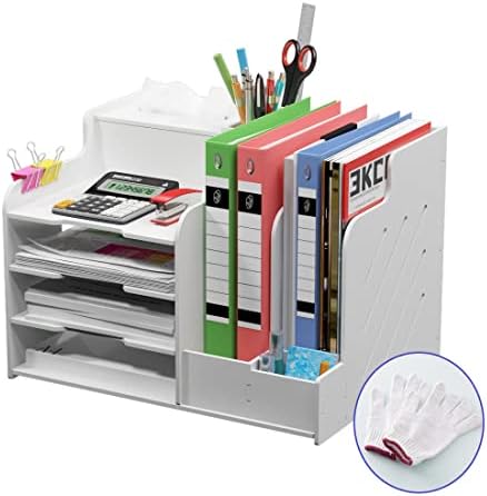 Ubeesize 4 שכבות משרד לבן מארגן שולחן עבודה מתלה קובץ נייר עם מחזיק קבצים אופקי אנכי הכל באספקת