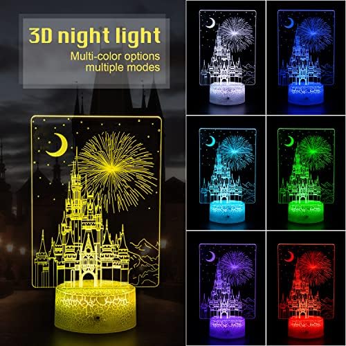 יצירתי 3 ד אשליה מנורת טירה לילה אור עם מרחוק & מגבר; חכם מגע 7 צבעים + 16 צבעים שינוי ניתן לעמעום טירה ילדים