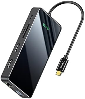 תחנת עגינה של USB C, IVIIN Quadruple תצוגת מחשב נייד תחנת עגינה, צג HDMI כפול של USB C