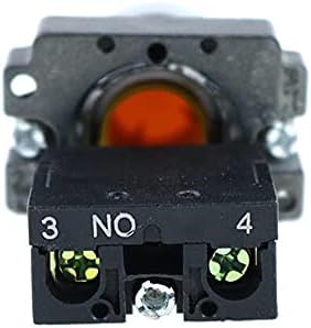 AKDE 5 PCS/LOT XB2-BA51 צהוב רמת עצמית רגעית סומק סומק כפתור 1 N/O מתג לחצן שטוח החלף טל. Mecanique