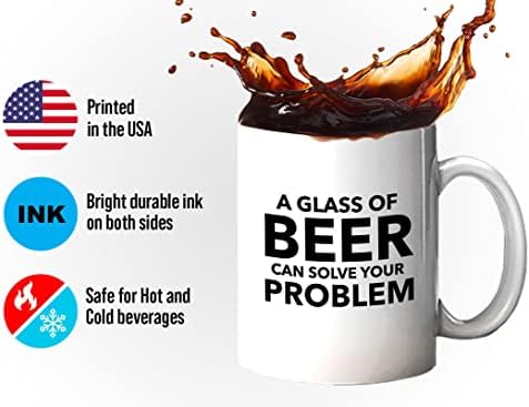 ארץ דליפה חובב בירה ספל קפה 11oz לבן - פתר את הבעיה שלך - בירה מתנת אלכוהול מתנה בירה יום בירה קר כוסות שתייה