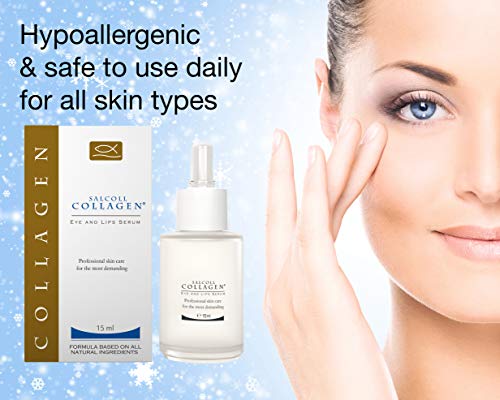 Salcoll Collagen Anti-Igening Eye & Lip Serum-Anti-Curnkle, טיפול בפנים היפואלרגניות לנשים וגברים, מפחית שקיות