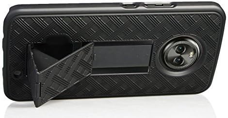 מארז הכוח של מוטו Z2, מוטו Z2 Play Case, קליפ חגורה מכסה מכסה פגז קיקסטנד קריס צלב שחור שחור עיצוב משובץ חדש עבור