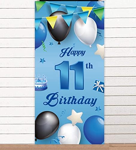 יום הולדת 80 שמח באנר כחול רקע בלונים כוכבים קונפטי מריע עד 80 קישוטי נושא דלת מרפסת דלת מתנות