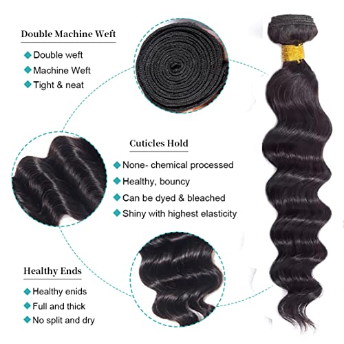 רופף עמוק גל חבילות 16 18 20 אינץ שיער טבעי חבילות לנשים שחורות 10 כיתה לא מעובד ברזילאי שיער חבילות שיער