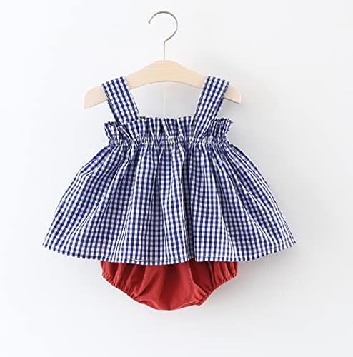 תלבושת בנות בגודל 14 פעוטות בגדי ילדות סט תלבושות תינוקות תלבושות קיץ מכנסיים קצרים משובצים עם שרוולים קיצוניים