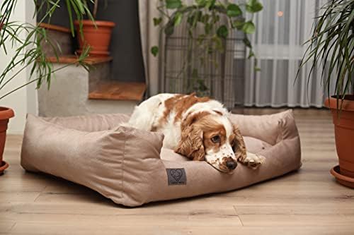 חיות מחמד של Luvly מיטת כלבים יוקרתית - כרית מילוי קצף זיכרון אורטופדי - כיסוי כותנה רחיץ ונשלף - ספת