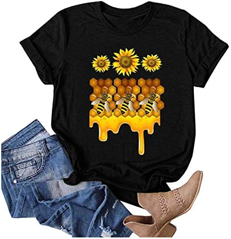 להיות סוג חולצה-נשים דבש דבורת חולצות חמניות גרפי טי קצר שרוול חולצה חולצות העולם דבורה יום מתנה