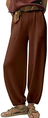 Missactiver נשים מותניים גבוהות מכנסי טרנינג רופפים סרוגים מכנסיים רצים תחתונים סכינים מכנסי טרקלין