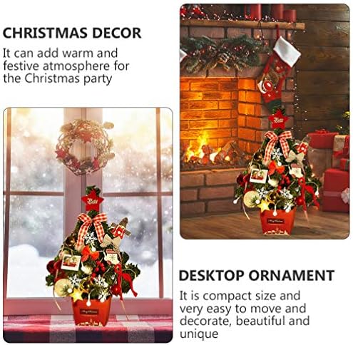 CABILOCK 50 סמ LED LED UP UP TABTOP MINI עץ חג המולד עם כוכב גרבי גרביים אדום פירות יער קישוטי שולחן חג
