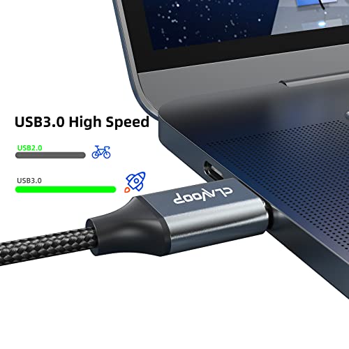 Clavoop USB A ל- USB כבל 6ft, כפול כבל 3.0 כבלים כבלים כבלים לזכר לנתוני USB העברת כבל USB קלוע