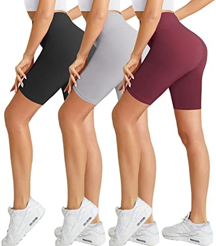 מכנסי אופנוען בעלי מותניים גבוהים בסנאוגו לנשים אימון רך חמאה יוגה אתלטית 8 מכנסיים 3 חבילה