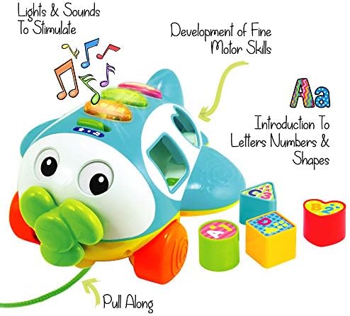 צורה מוזיקלית סדרן מטוס, למשוך יחד צעצוע-מדבר ושירה מטוס צעצוע עם מוסיקה לפעוטות וילדים, גילים 12 חודשים+