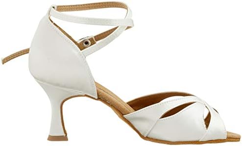 נעלי ריקוד לנשים דיאמנט/נעלי כלה 141-087-092 - סאטן לבן - התאמה רגילה - עקב התלקחות בגודל 2,5