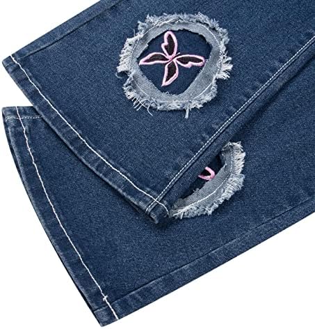 Miashui Super Strater Straets Jeans Weans Pant עם מכנסי בגדי רחוב מותניים נמוכים אופנה מזדמנים מכנסיים ישר מכנסיים