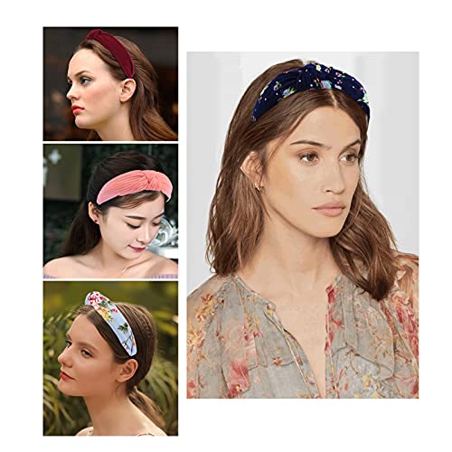 אופנה קשר טורבן סרטי שיער צלב קשר סרט שיער אבזרים, כולל 5 צבעים ו 5 רגיל רחב סרטי ראש לנשים בנות