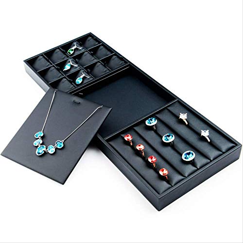 JF-XUAN תצוגה מארז אחסון מארגן מתלה תכשיטים תכשיטים ארגון קופסא שחור פו תכשיטים פו תכשיטים