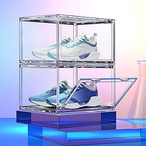 תיבת נעליים אקרילית של Lizixh, תיבת תצוגה של נעלי ספורט מתקדמות, ניתן לערום עם קופסאות אחסון אטום אבק ונוגדי