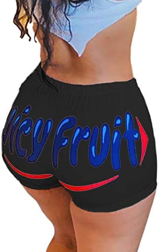 Newsite Women Women's Women Dift Print מכנסיים קצרים מותניים גבוהים הרמת מכנסי אופנוען ספורט