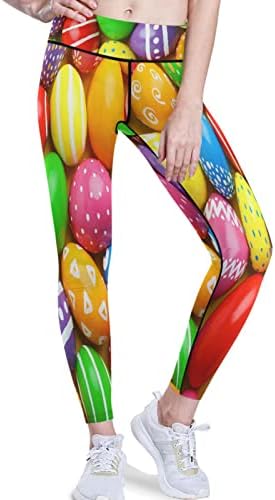 ויססוני חותלות מותניים גבוהות לנשים צבעוניות של ביצת פסחא אימון לבקרת בטן אימון מטייל מכנסי יוגה סתיו