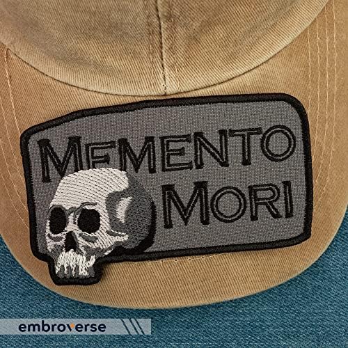 טלאי Memento Mori Memento - זכור ציטוט מעורר מוות - ברזל רקום על טלאים - גודל: 4 x 2.4 אינץ '