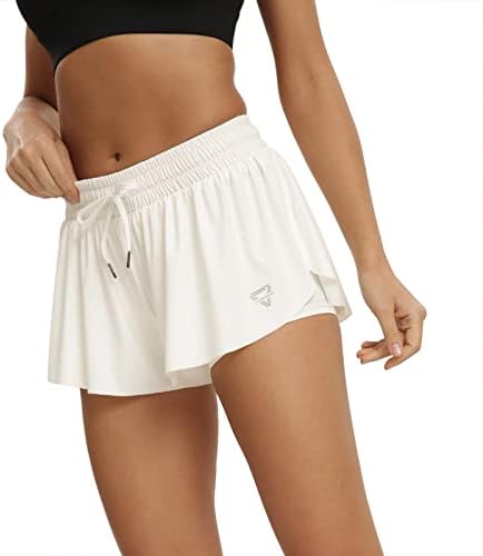 Myflowygirl זורם אימון מכנסיים קצרים נשים כושר יוגה יוגה אתלטי ריצה סטרץ 'זיעה חצאית טניס חמוד חצאית