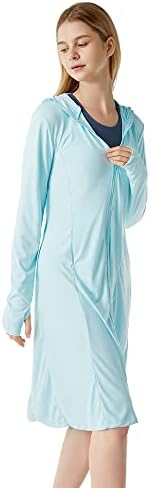 אה! בכל פעם כל ללבוש נשים UPF 50+ קפוצ'ון הגנה מפני השמש שמלת חולצה שרוול ארוך לדיג טיולים חיצוניים חוף SLW1M036A