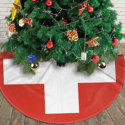 חצאית עץ חג המולד, מחצלת עץ דגל שוויצרית בגודל 30-48 אינץ 'לקישוטים לחג המולד קישוטים למסיבות חג