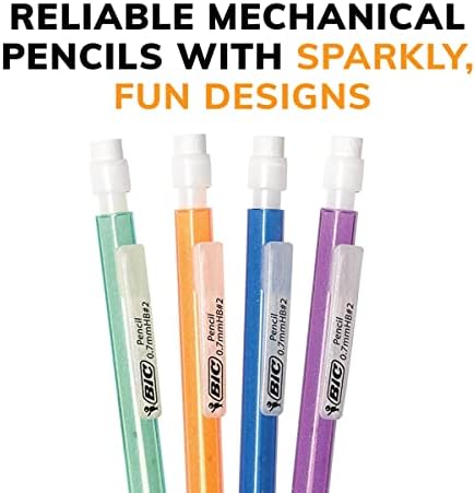 עיפרון מכני של BIC XTRA-SPARKLE, נקודה בינונית, 24-ספירות ו- XTRA עיפרון מכני, חבית מתכתית, נקודה עדינה, 24-Count