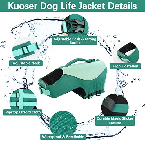 מעיל הצלה של כלבים של קוזר, אפוטי חיי כלבים של ריפסטופ לשייט, רפלקטיבי וצף גבוה גור שחייה אפוד שחייה מציל חיים