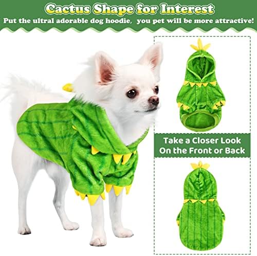 תלבושות של מיגוהי כלב ליל כל הקדושים, מעיל קפוצ'ון כלב ירוק חמוד קקטוס מעיל קפוצ'ון ללבוש יומיומי הליכה
