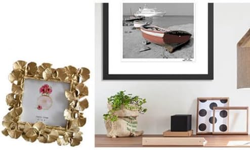 מסגרת צילום וינטג 'של ג'וזון, גינקו בילובה מסגרת זהב לתצוגה שולחן עבודה ותפאורה ביתית קיר