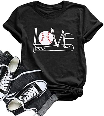 חולצת בייסבול נשים אוהבת בייסבול חולצת טשס חמוד בייסבול גרפיקה גרפיקה קיץ שרוול קצר מזדמן טיז חולצות
